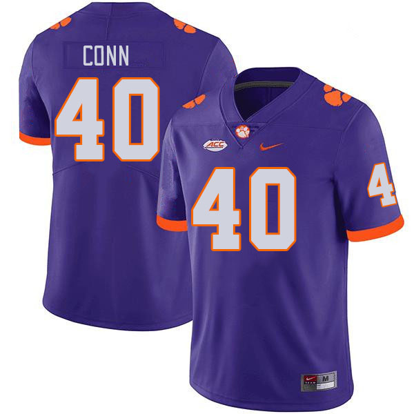 Men's Clemson Tigers Brodey Conn #40 College Purple NCAA Authentic Football Stitched Jersey 23JK30QR